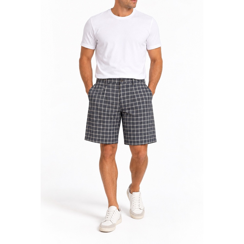 NWT Greg Norman Navy Plaid Golf Shorts Mens Size 38 Signature Series Performance